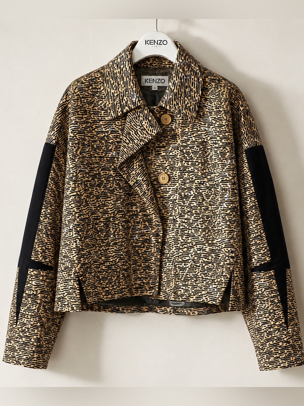 Rare KENZO Archive Cropped Jacket Animal Print Size 34 XS
